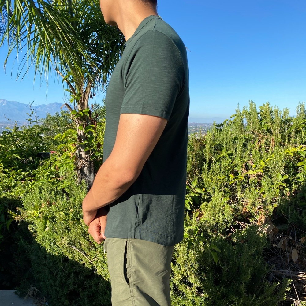 Buck Mason Forest Slub Cotton Curved Hem T-shirt - Picture 3 of 5